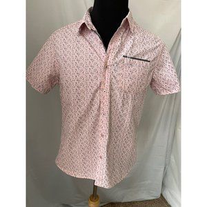 Level Ten Pink/Blue/White Floral Print Button-up Short Sleeve Shirt